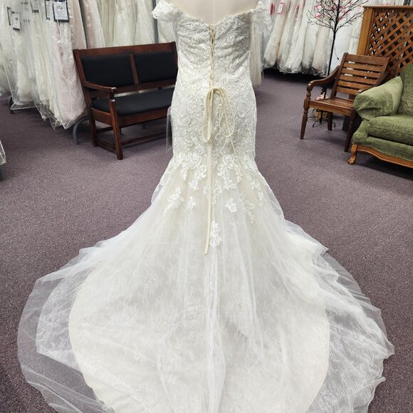 LaSposa Ivory/Champagne Size 16W Private Label Lace Bridal Gown/Wedding Dress - Picture 5 of 7